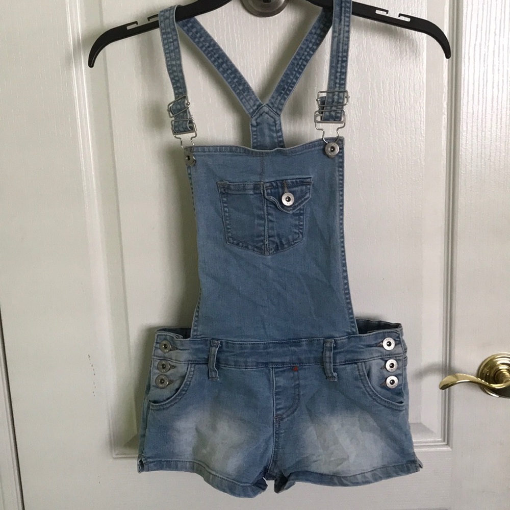 Girls light denim overalls
